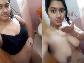 boobs porn - Pretty Indian college girl not shy to wash saggy boobs and pussy on cam